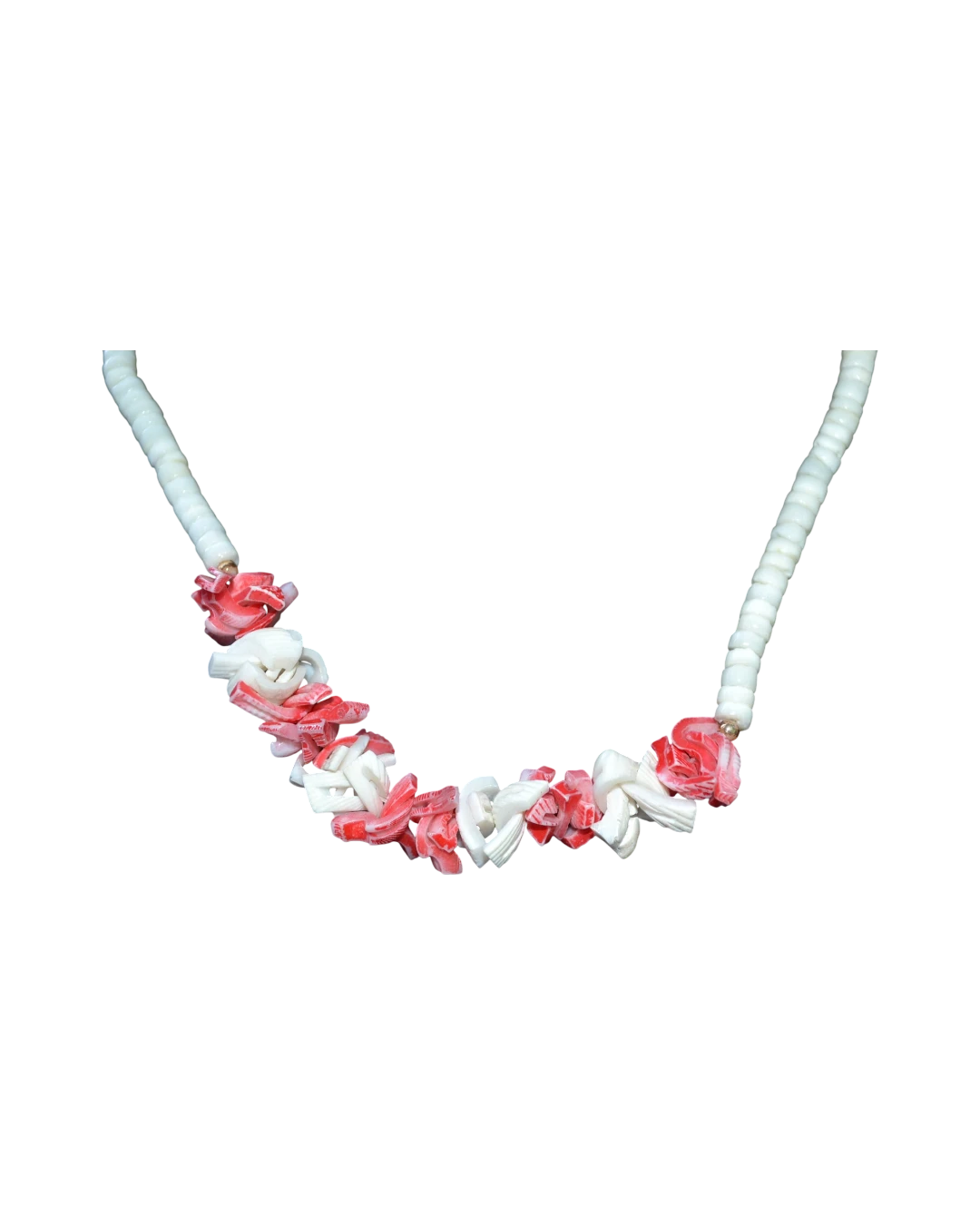 an.1028 (2) Κολιέ από Σιγκαπούρη από κόκκαλο καί κοχυλάκια vintage - Image 1