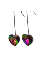 Σκουλαρίκια κρυστάλλινες καρδούλες χειροποίητα σέ ιριδίζοντες χρωματισμούς - Image 2