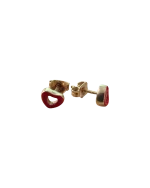 Σκουλαρίκια 14Κ χρυσά καρδούλες μέ κόκκινο σμάλτο
