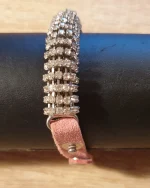 Βραχιόλι χειροποίητο μέ στράς και δέρμα