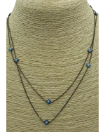 Κολιέ ασημένιο μέ λουλουδάκια-ματάκια