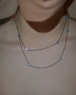 Κολιέ ασημένιο μέ λουλουδάκια-ματάκια - Image 6