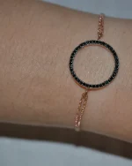 Βραχιόλι ασημένιο-επιχρυσωμένο με μαύρα ζιρκόν
