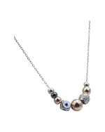 Κολιέ ασημένιο μέ επιχρυσωμένα στοιχεία καί ζιρκόν - Image 3