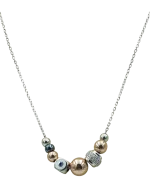 Κολιέ ασημένιο μέ επιχρυσωμένα στοιχεία καί ζιρκόν