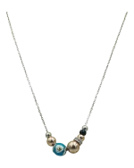 Κολιέ ασημένιο με επιχρυσωμένα στοιχεία μέ ζιρκόν