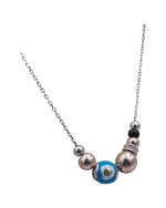 Κολιέ ασημένιο με επιχρυσωμένα στοιχεία μέ ζιρκόν - Image 2