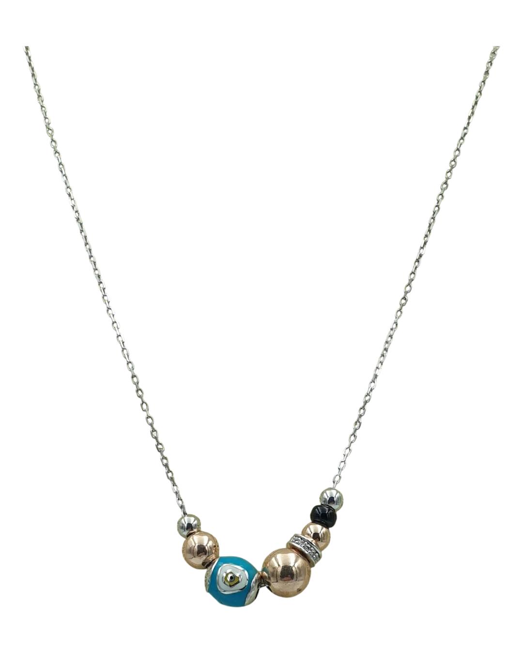 an.1533 Κολιέ ασημένιο με επιχρυσωμένα στοιχεία μέ ζιρκόν - Image 1