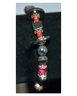 Βραχιόλι μακραμέ χειροποίητο μέ αιματίτη και αχάτη - Image 3