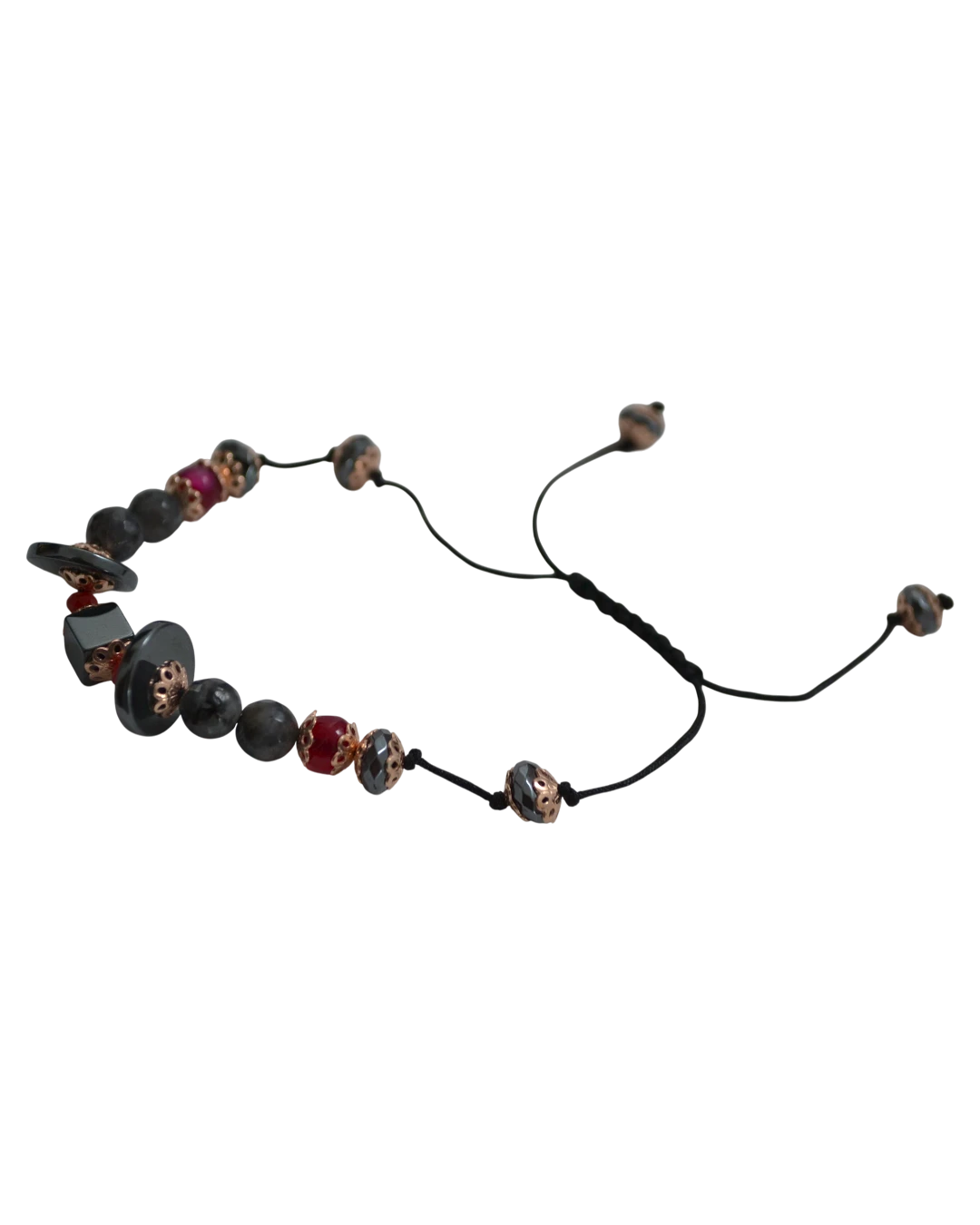 an.1768 Βραχιόλι μακραμέ χειροποίητο μέ αιματίτη και αχάτη - Image 1