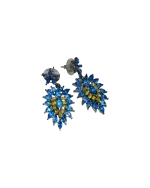 Σκουλαρίκια faux μέ μπλέ κρύσταλλα vintage - Image 2