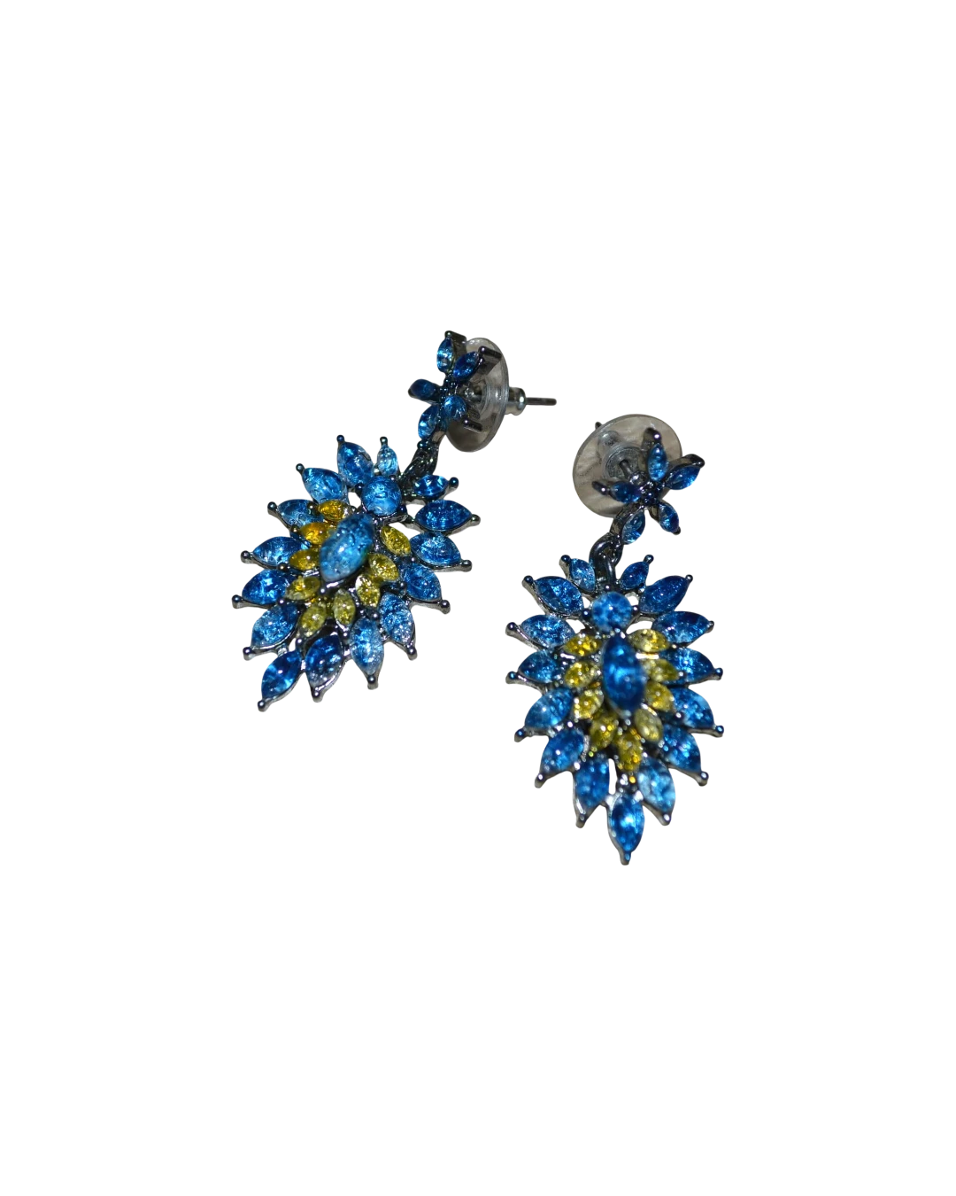 an.1819 (2) Σκουλαρίκια faux μέ μπλέ κρύσταλλα vintage - Image 1