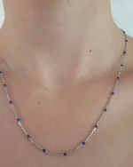 Κολιέ ασημένιο μέ μπλέ σμάλτο - Image 2