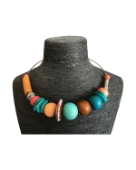 Κολιέ-choker χειροποίητο επάργυρο μέ κεραμικές χάνδρες έθνικ-boho - Image 2