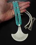 Κολιέ χειροποίητο επάργυρο με τυρκουάζ ethnic-boho - Image 4