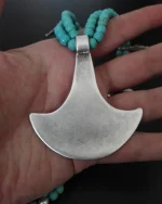 Κολιέ χειροποίητο επάργυρο με τυρκουάζ ethnic-boho - Image 5