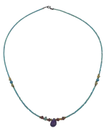 Κολιέ χειροποίητο μέ τυρκουάζ και αμέθυστο