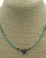 Κολιέ χειροποίητο μέ τυρκουάζ και αμέθυστο - Image 2