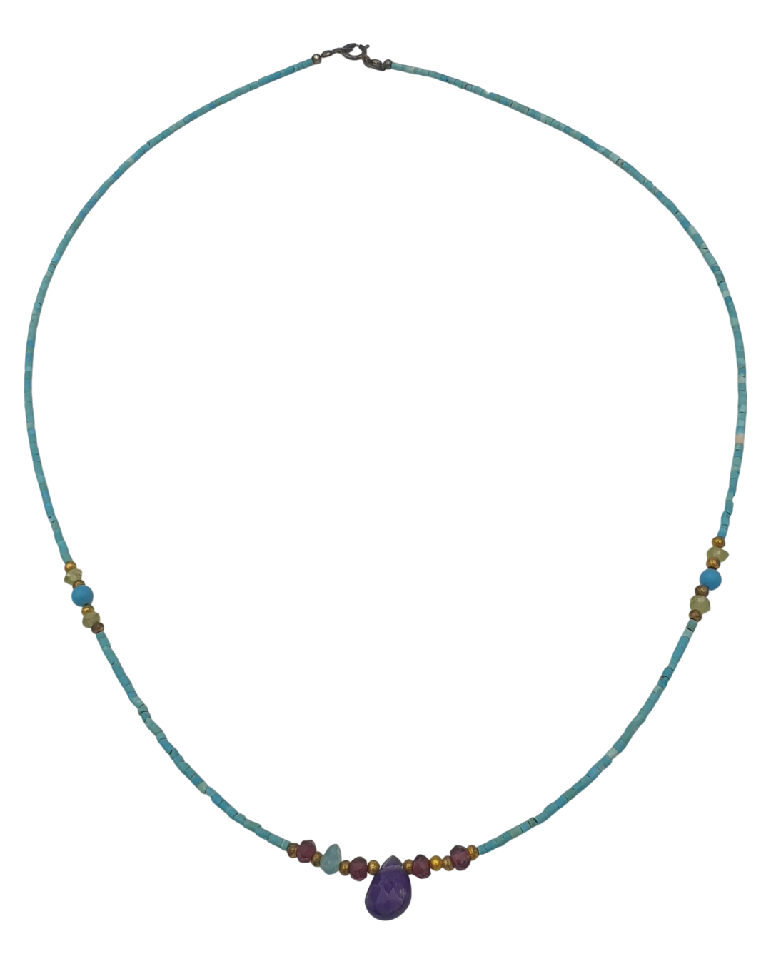 an.1911 Κολιέ χειροποίητο μέ τυρκουάζ και αμέθυστο - Image 1