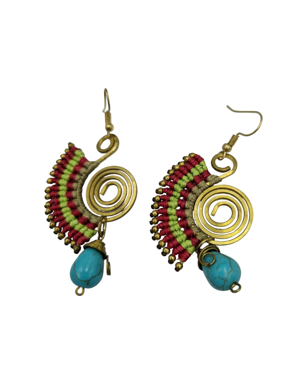 an.1928 Σκουλαρίκια μακραμέ χειροποίητα ethnic boho African - Image 1