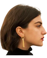 Σκουλαρίκια ασημένια-επιχρυσωμένα με ζιρκόν mesh - Image 2