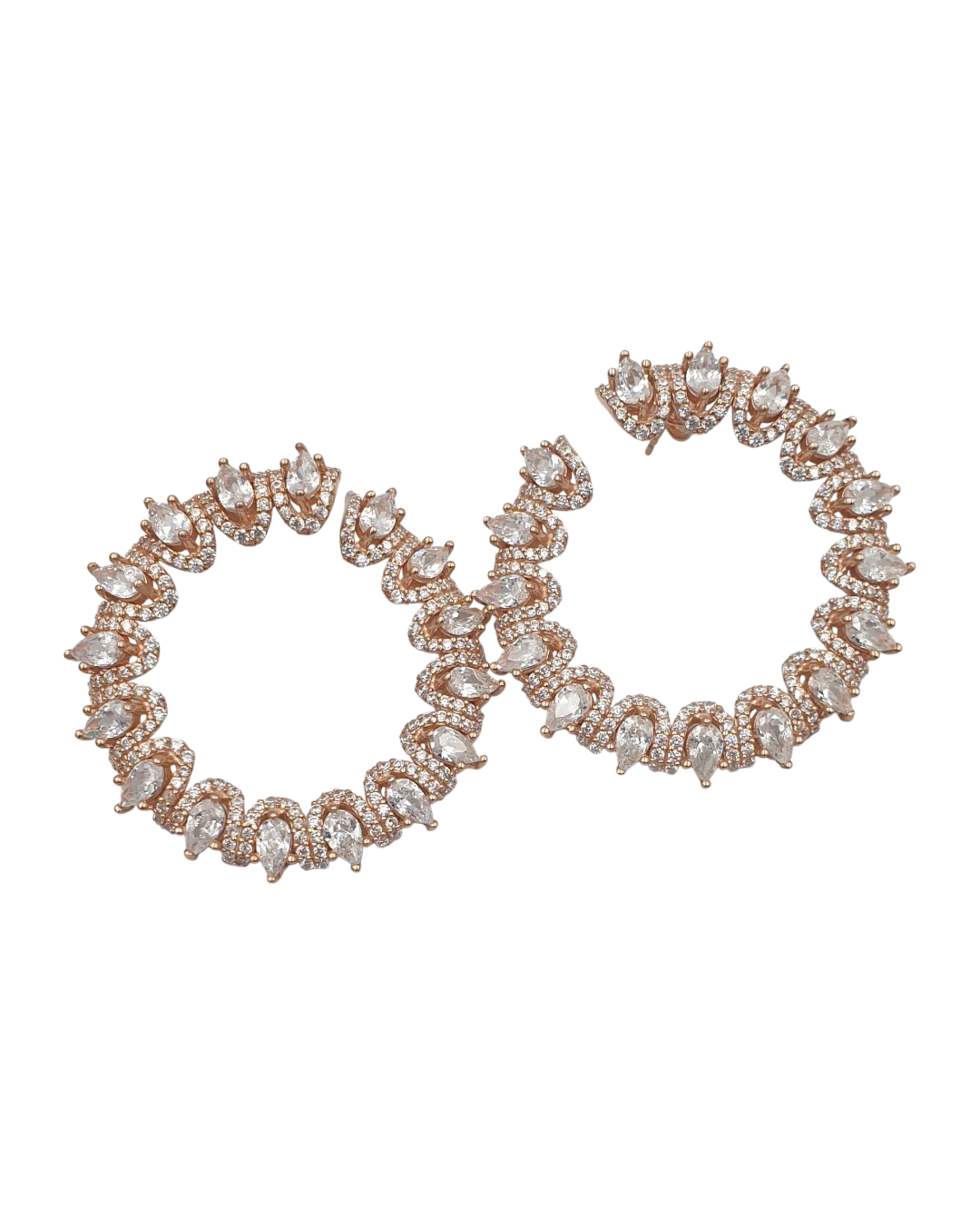 an.20131 Σκουλαρίκια κρίκοι ασημένια-επιχρυσωμένα με ζιρκόν - Image 1