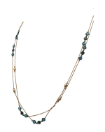 Κολιέ ασημένιο-επιχρυσωμένο με τυρκουάζ και όνυχα