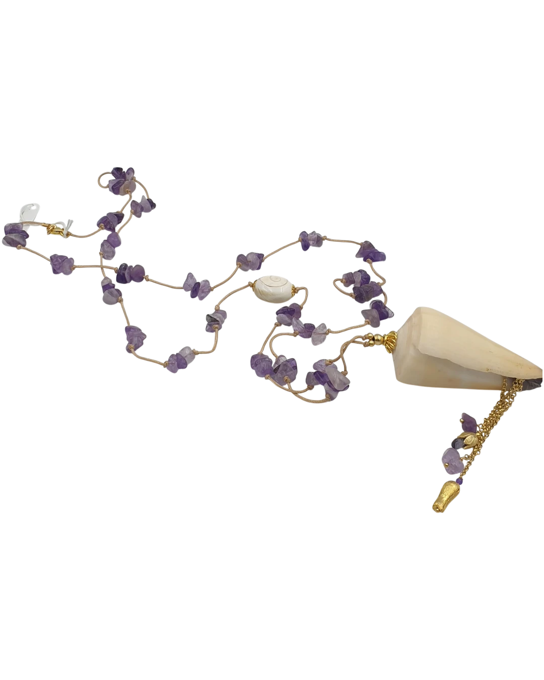 _an.20179 Κολιέ χειροποίητο μέ αμέθυστο και κοχύλι - Image 1