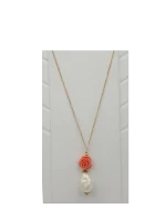 Κολιέ-μενταγιόν χειροποίητο ασημένιο-επιχρυσωμένο με μαργαριτάρι - Image 3