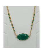 Κολιέ χειροποίητο ασημένιο-επιχρυσωμένο με αχάτη