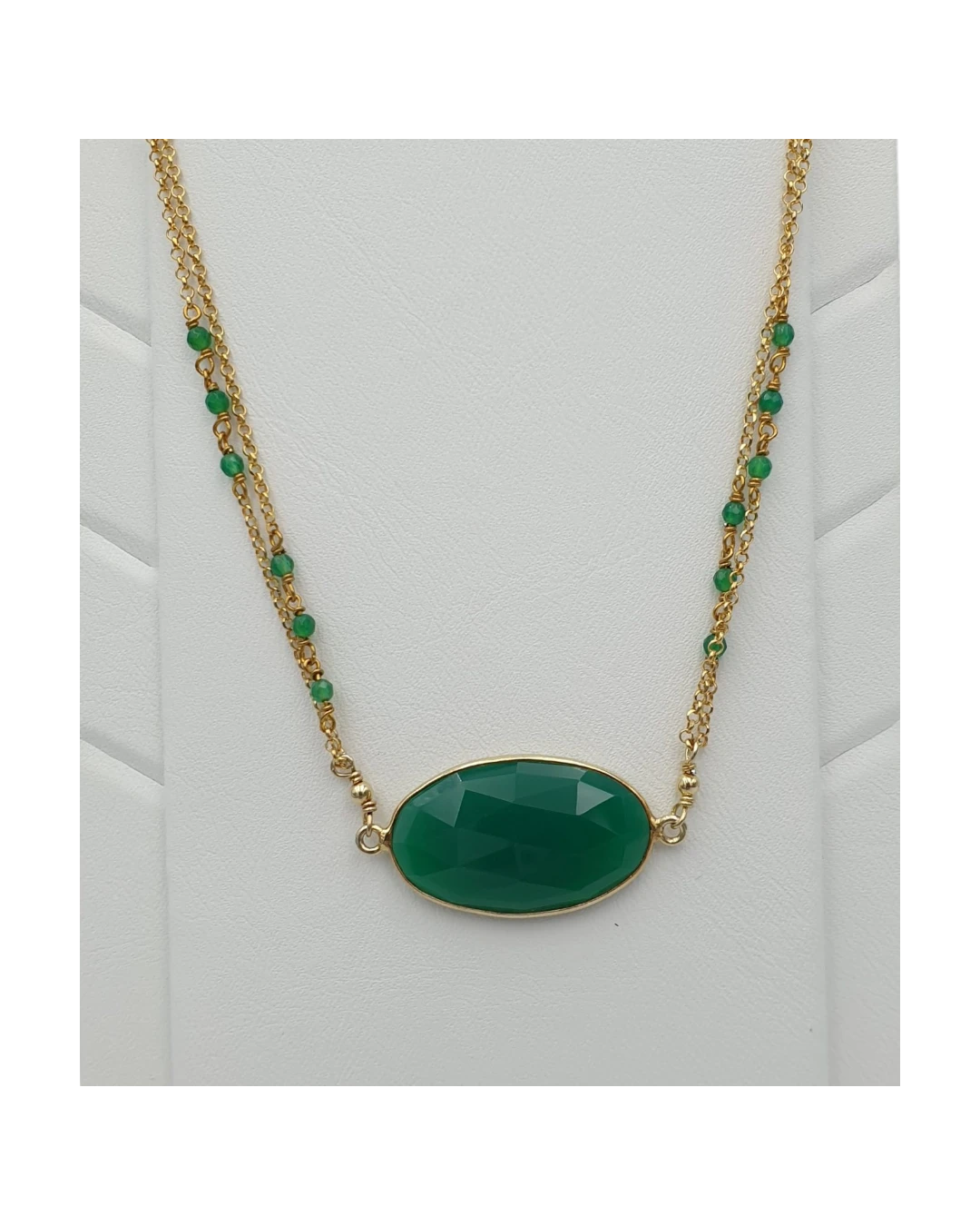 an.20200 Κολιέ χειροποίητο ασημένιο-επιχρυσωμένο με αχάτη - Image 1