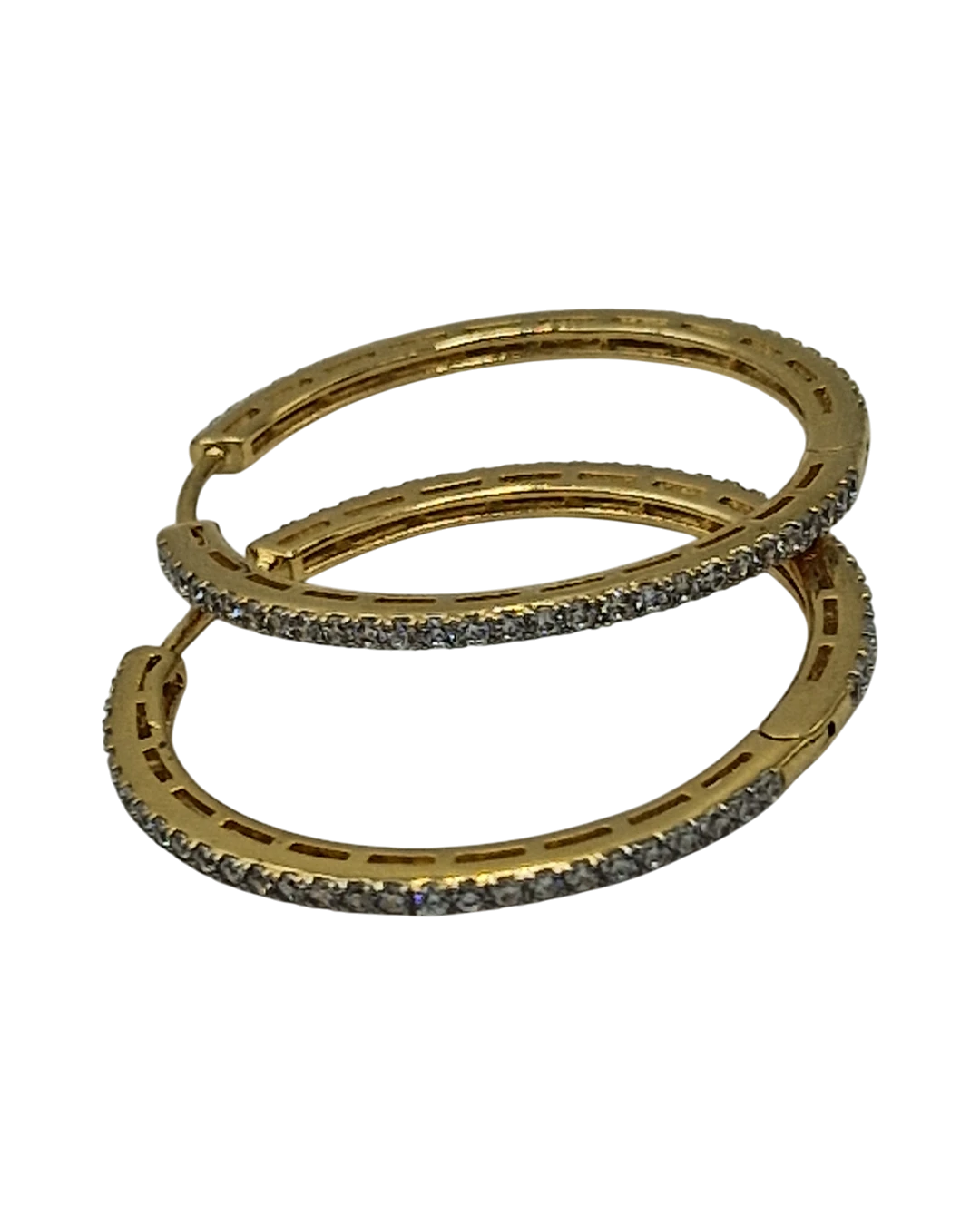 an.20219 Σκουλαρίκια κρίκοι ατσάλινα με ζιρκόν - Image 1