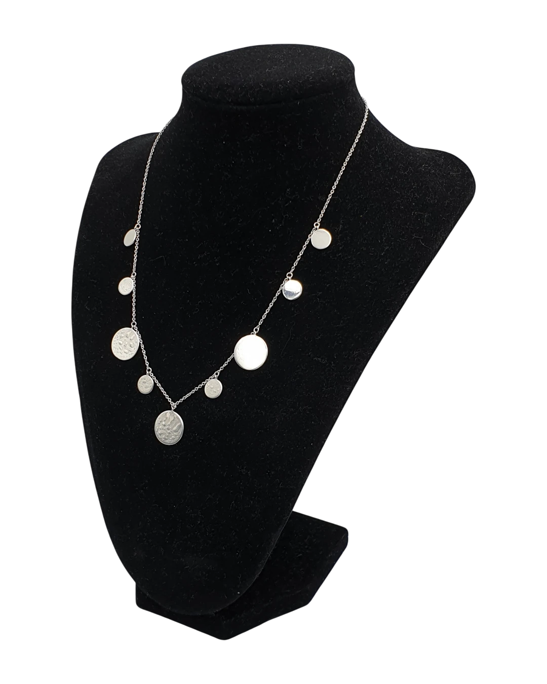 _an.2022 Κολιέ ασημένιο μέ κρεμαστούς ασημένιους δίσκους - Image 1