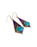 Σκουλαρίκια χειροποίητα επάργυρα ethnic-boho Nepal - Image 2