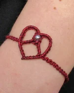 Βραχιόλι χειροποίητο μακραμέ καρδιά - Image 4