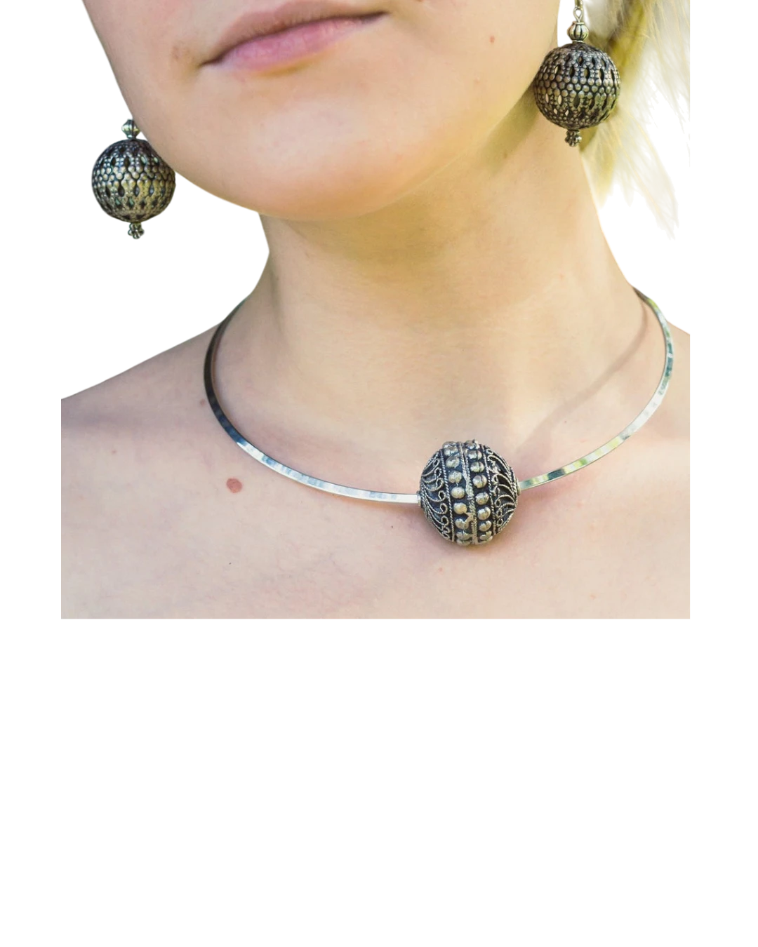 _an.20369 Κολιέ σέτ με τα σκουλαρίκια του χειροποίητα έθνικ-boho - Image 1