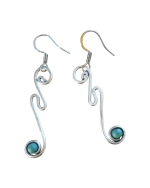 Σκουλαρίκια χειροποίητα επάργυρα με τυρκουάζ - Image 2