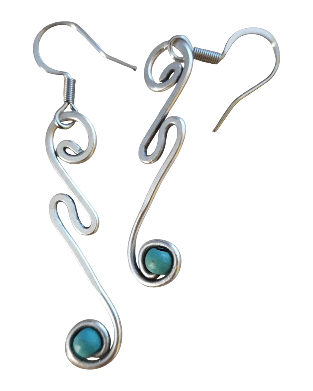 an.20453 Σκουλαρίκια χειροποίητα επάργυρα με τυρκουάζ - Image 1