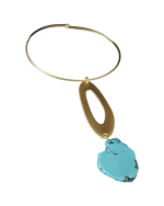 Κολιέ choker χειροποίητο επιχρυσωμένο 14Κ με τυρκουάζ boho