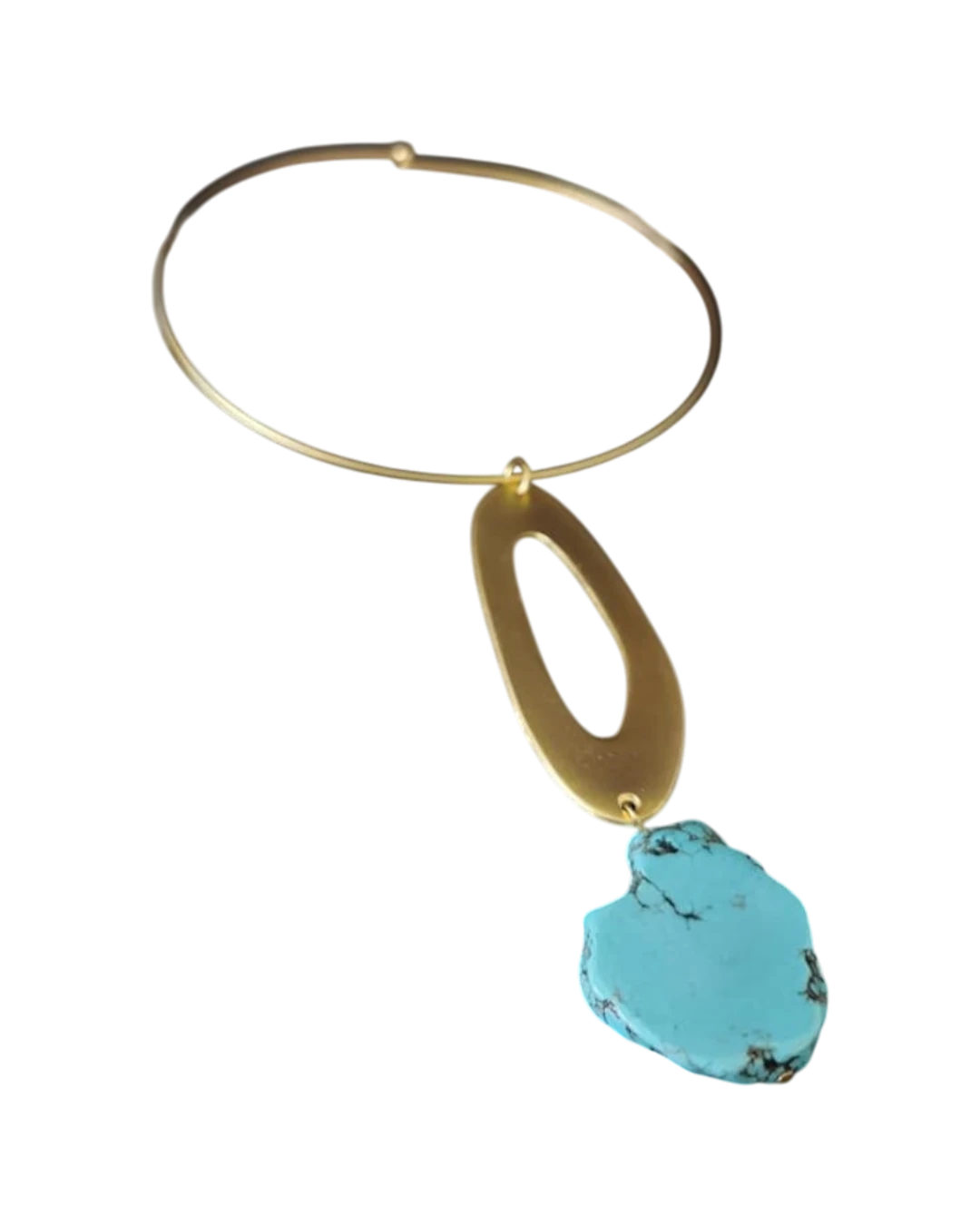 an.20502 Κολιέ choker χειροποίητο επιχρυσωμένο 14Κ με τυρκουάζ boho - Image 1