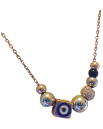 Κολιέ ασημένιο μέ επιχρυσωμένα στοιχεία καί ζιρκόν