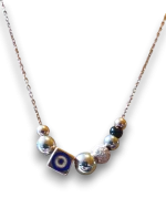 Κολιέ ασημένιο μέ επιχρυσωμένα στοιχεία καί ζιρκόν - Image 3