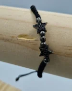 Βραχιόλι χειροποίητο μακραμέ με ασημένια αστέρια με ζιρκόν - Image 3