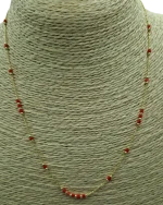 Κολιέ ασημένιο επιχρυσωμένο με κοραλί πέτρες - Image 3