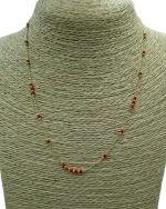 Κολιέ ασημένιο επιχρυσωμένο με κοραλί πέτρες