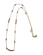 Κολιέ ασημένιο επιχρυσωμένο με κοραλί πέτρες - Image 4