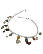 Κολιέ χειροποίητο με πέρλες και ημιπολύτιμες πέτρες - Image 2