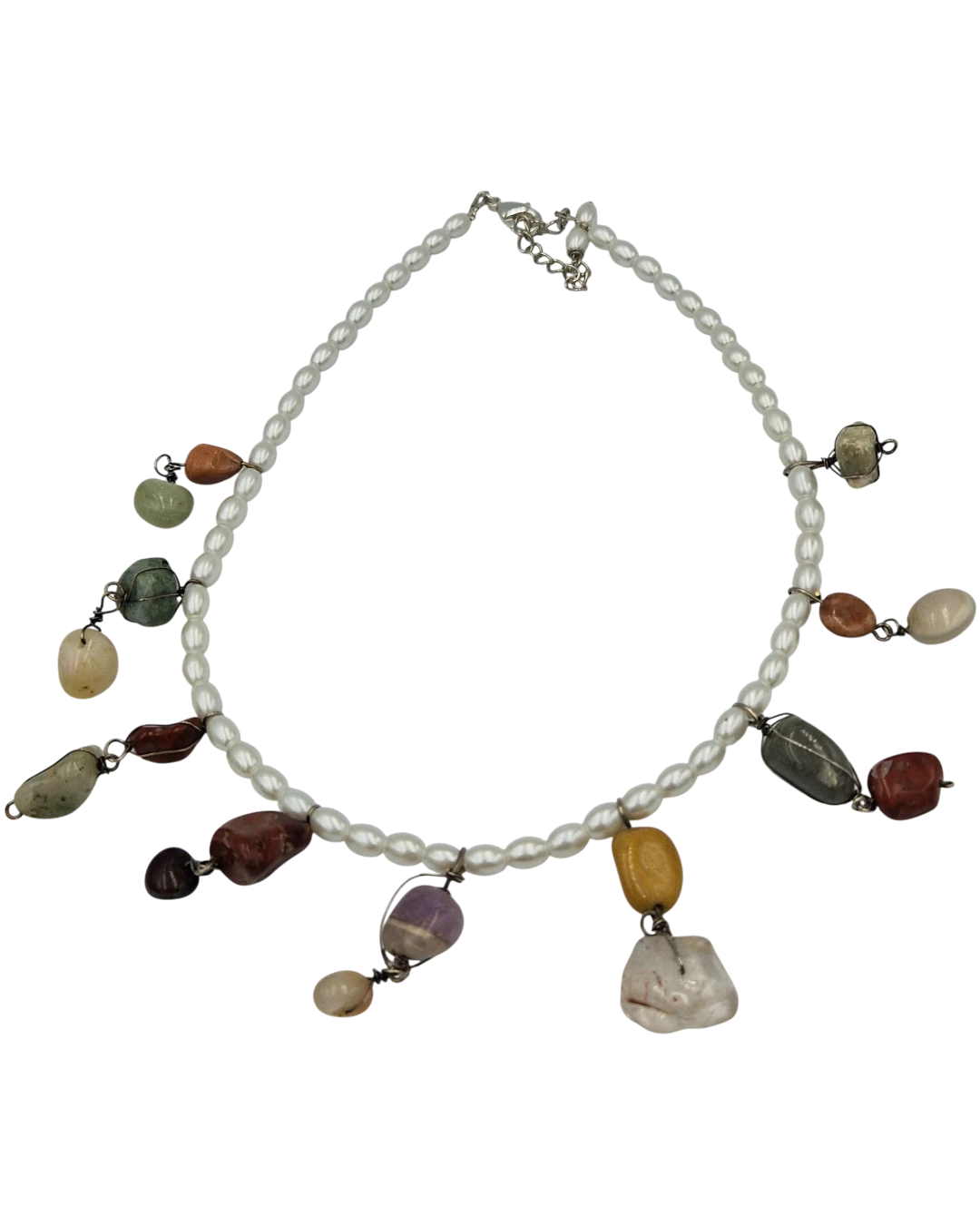 an.20933 Κολιέ χειροποίητο με πέρλες και ημιπολύτιμες πέτρες - Image 1