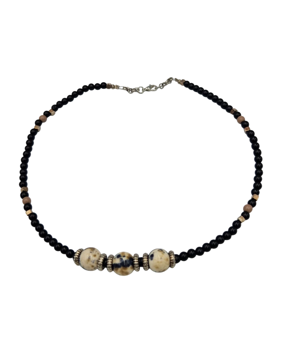 _an.20935 Κολιέ χειροποίητο με γυάλινες χάνδρες και κεραμικές πέτρες - Image 1