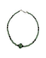 Κολιέ χειροποίητο με γυάλινες χάνδρες και κεραμική πέτρα